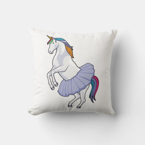 Unicorn at Ballet with Skirt Throw Pillow