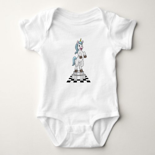 Unicorn at Chess as Chess piece Knight Baby Bodysuit