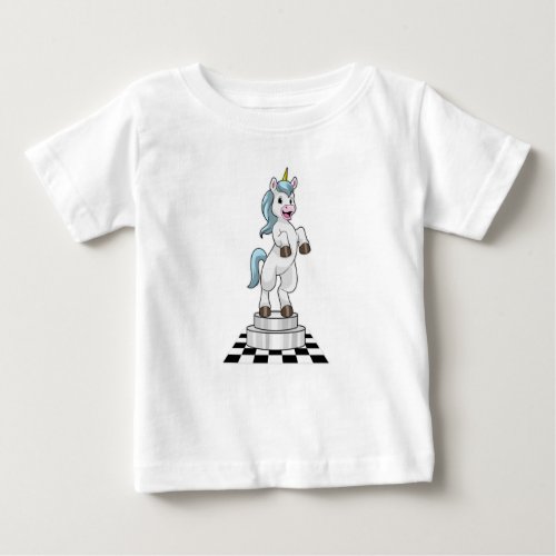Unicorn at Chess as Chess piece Knight Baby T_Shirt