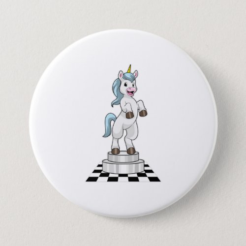Unicorn at Chess as Chess piece Knight Button