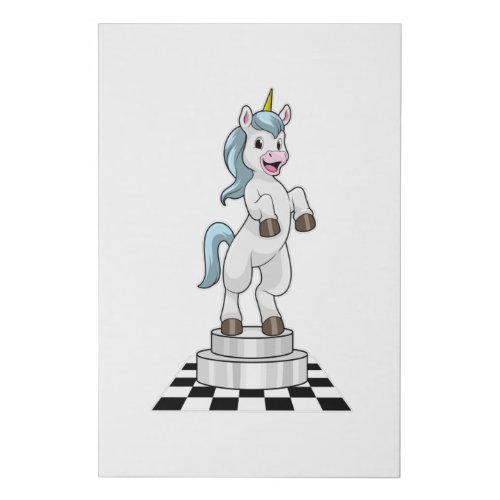 Unicorn at Chess as Chess piece Knight Faux Canvas Print