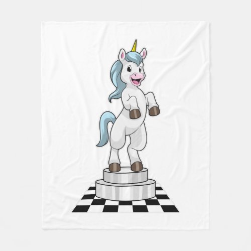 Unicorn at Chess as Chess piece Knight Fleece Blanket