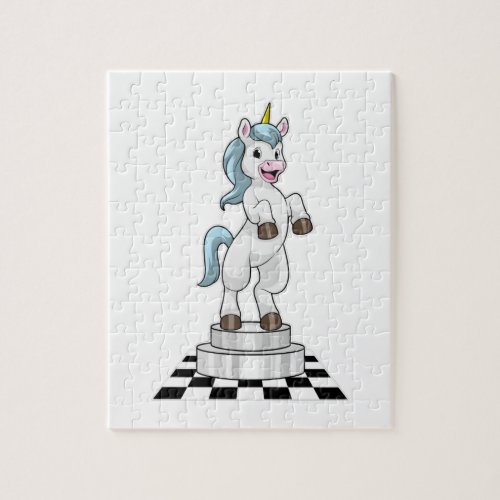 Unicorn at Chess as Chess piece Knight Jigsaw Puzzle