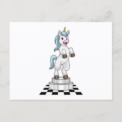 Unicorn at Chess as Chess piece Knight Postcard