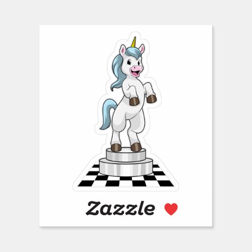 Unicorn at Chess as Chess piece Knight Sticker