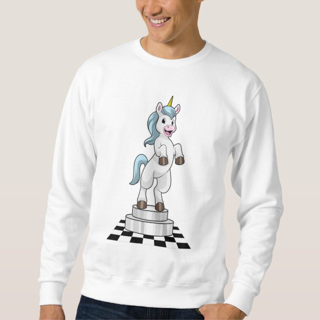 Unicorn at Chess as Chess piece Knight Sweatshirt (Front)
