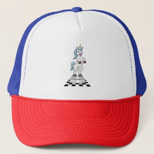Unicorn at Chess as Chess piece Knight Trucker Hat