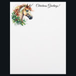 Unicorn at Christmas Letterhead<br><div class="desc">A beautiful unicorn is framed with a partial wreath of holly with red berries on this lovely,  magical holiday stationery.  Perfect for anyone who loves unicorns,  fantasy,  and magic.</div>