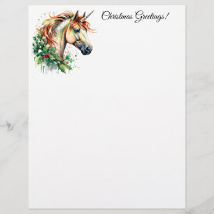 Unicorn at Christmas Stationery Paper