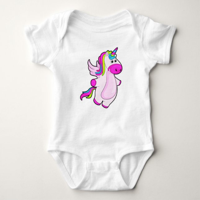 Unicorn at Flying Baby Bodysuit (Front)