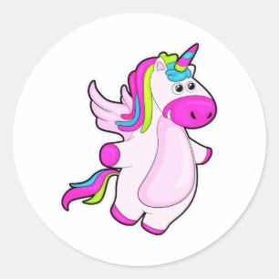 Unicorn at Flying Classic Round Sticker