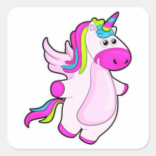 Unicorn at Flying Square Sticker