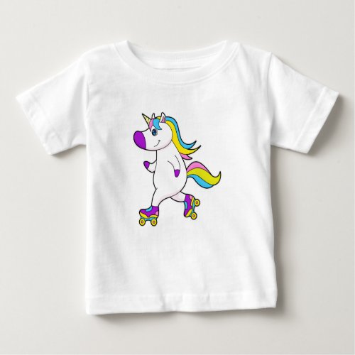 Unicorn at Inline skating with Roller skates Baby T_Shirt