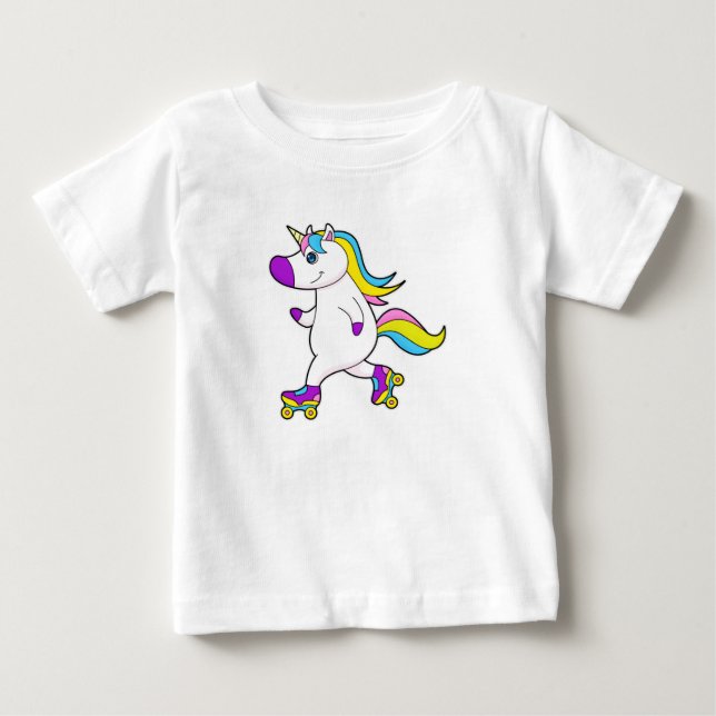 Unicorn at Inline skating with Roller skates Baby T-Shirt (Front)