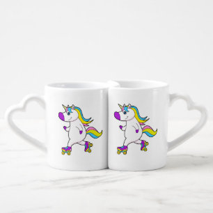 Unicorn at Inline skating with Roller skates Coffee Mug Set