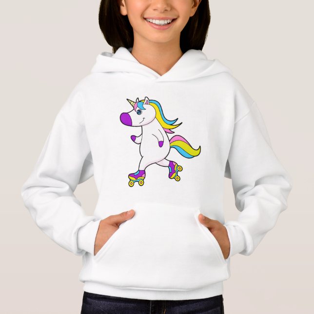 Unicorn at Inline skating with Roller skates Hoodie (Front)