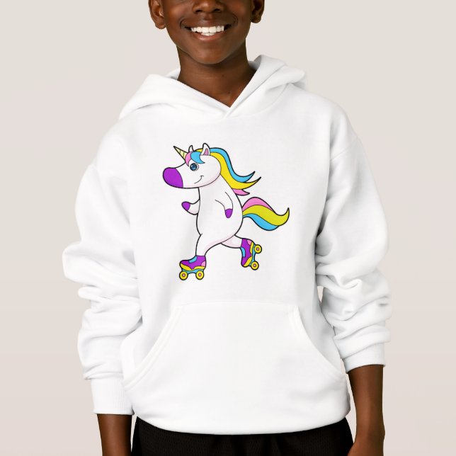 Unicorn at Inline skating with Roller skates Hoodie (Front)