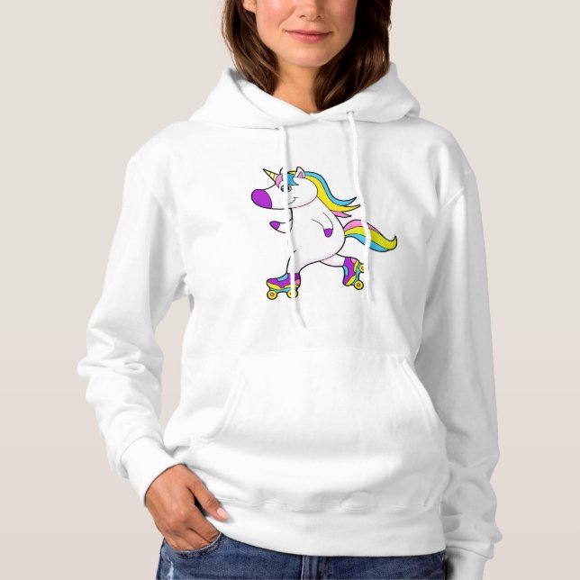 Unicorn at Inline skating with Roller skates Hoodie (Front)