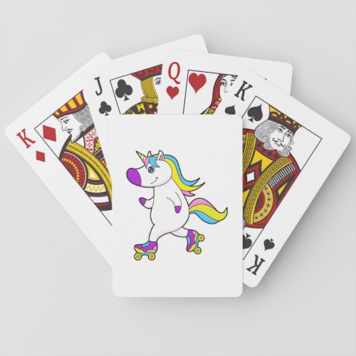 Unicorn at Inline skating with Roller skates Poker Cards