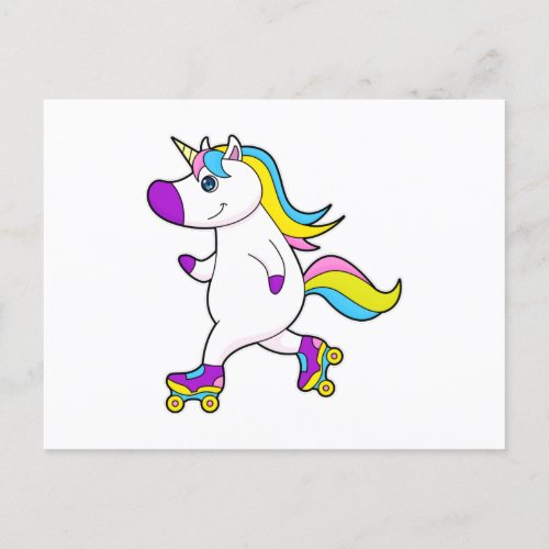 Unicorn at Inline skating with Roller skates Postcard