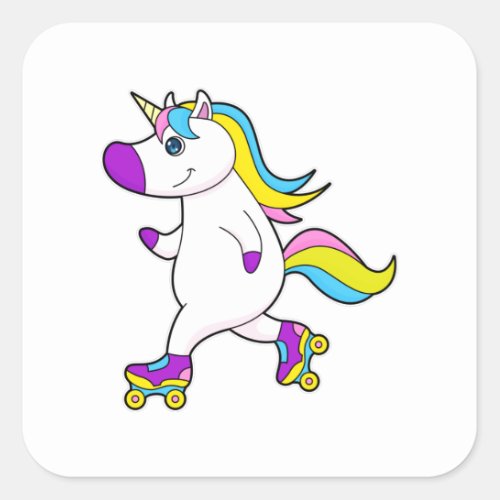 Unicorn at Inline skating with Roller skates Square Sticker