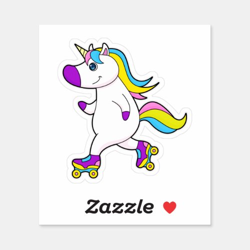 Unicorn at Inline skating with Roller skates Sticker