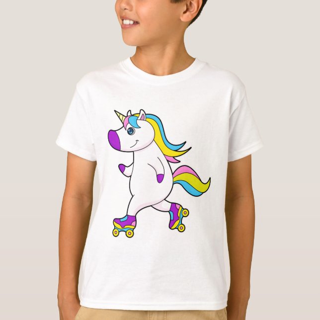 Unicorn at Inline skating with Roller skates T-Shirt (Front)