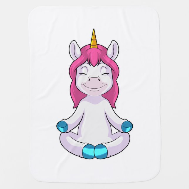 Unicorn at Meditate in Sitting Baby Blanket (Front)