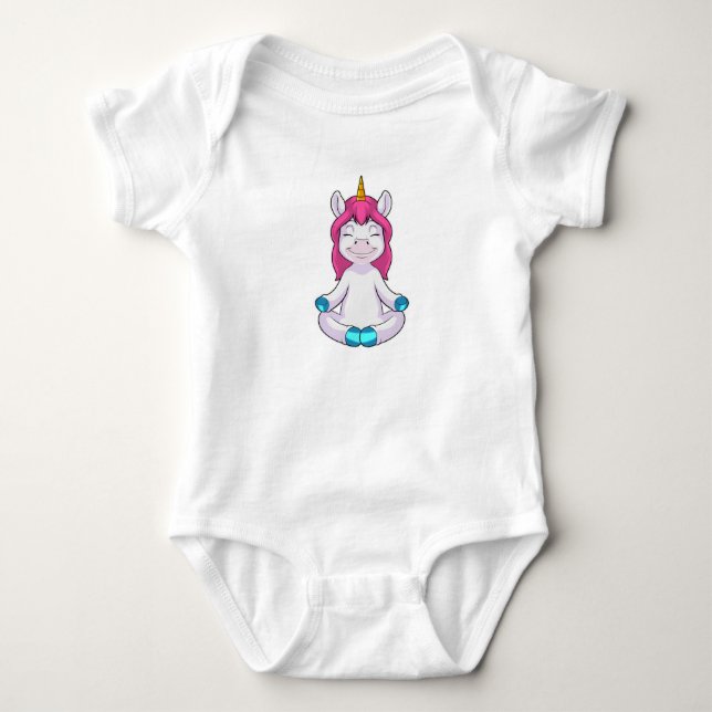 Unicorn at Meditate in Sitting Baby Bodysuit (Front)