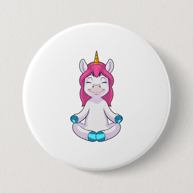 Unicorn at Meditate in Sitting Button (Front)