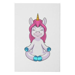 Unicorn at Meditate in Sitting Faux Canvas Print