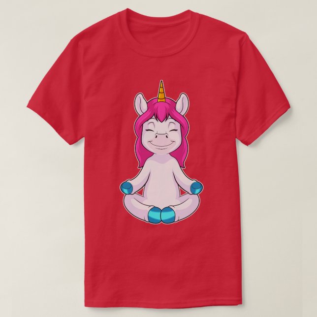 Unicorn at Meditate in Sitting T-Shirt (Design Front)