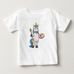 Unicorn at Painting with Brush & Color Baby T-Shirt