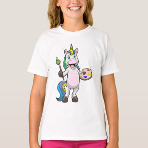 Unicorn at Painting with Brush & Color T-Shirt