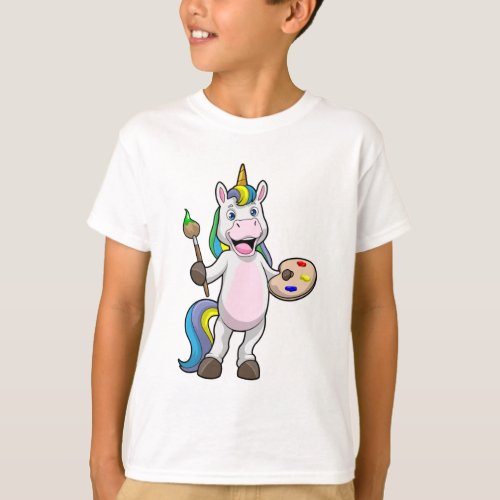 Unicorn at Painting with Brush  Color T_Shirt