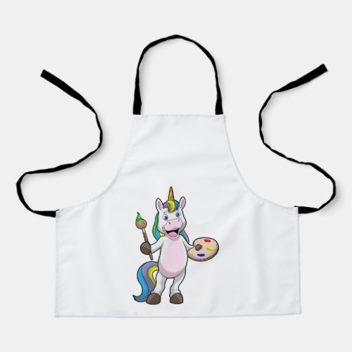 Unicorn at Painting with Brush  Colour Apron