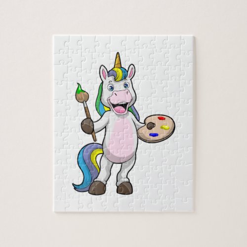 Unicorn at Painting with Brush  Colour Jigsaw Puzzle