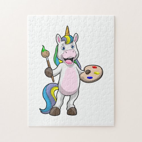 Unicorn at Painting with Brush  Colour Jigsaw Puzzle