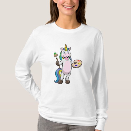 Unicorn at Painting with Brush  Colour T_Shirt