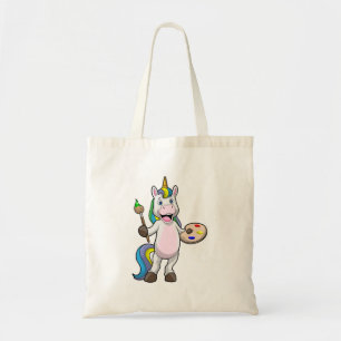 Unicorn at Painting with Brush & Colour Tote Bag