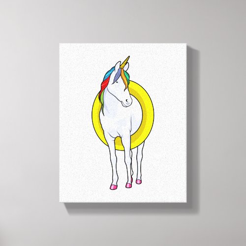 Unicorn at Swimming with Swim ring Canvas Print