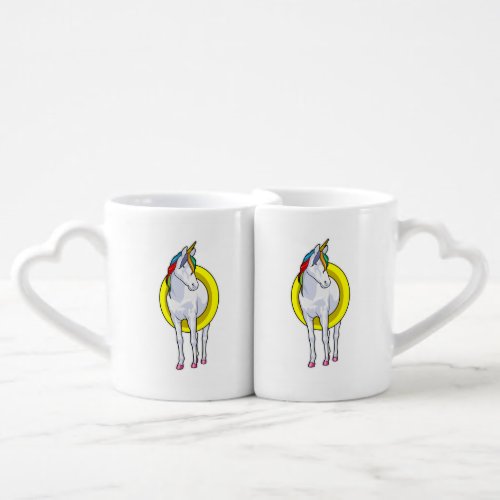 Unicorn at Swimming with Swim ring Coffee Mug Set