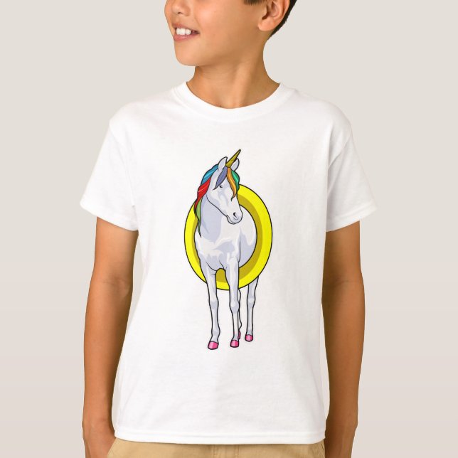 Unicorn at Swimming with Swim ring T-Shirt (Front)