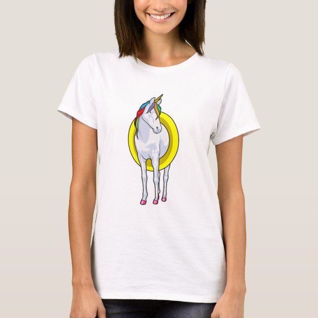 Unicorn at Swimming with Swim ring T-Shirt (Front)