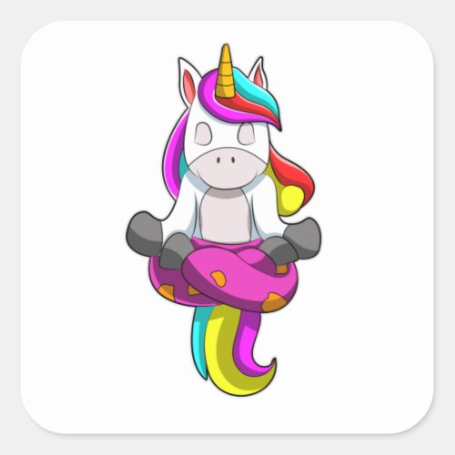 Unicorn at Yoga Exercise Square Sticker