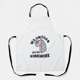 Unicorn Ate My Homework T Shirt Girl Women Kids Sc Apron