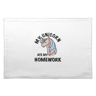 Unicorn Ate My Homework T Shirt Girl Women Kids Sc Cloth Placemat