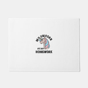 Unicorn Ate My Homework T Shirt Girl Women Kids Sc Doormat