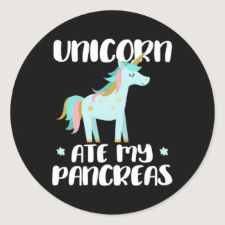 Unicorn Ate My Pancreas - Cute Diabetic Unicorn Wa Classic Round Sticker