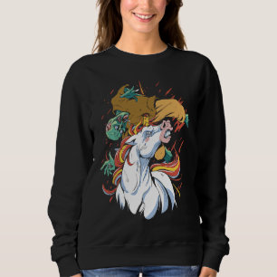 Unicorn Attacking Zombie Horror Cool Gothic Sweatshirt